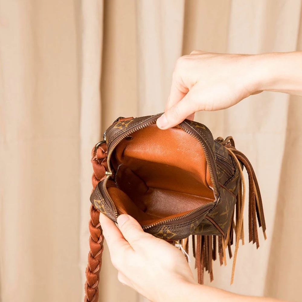 NEW Vintage Boho Bag Revamped Louis Vuitton sidekick crossbody bag with fringe - Picture 3 of 14